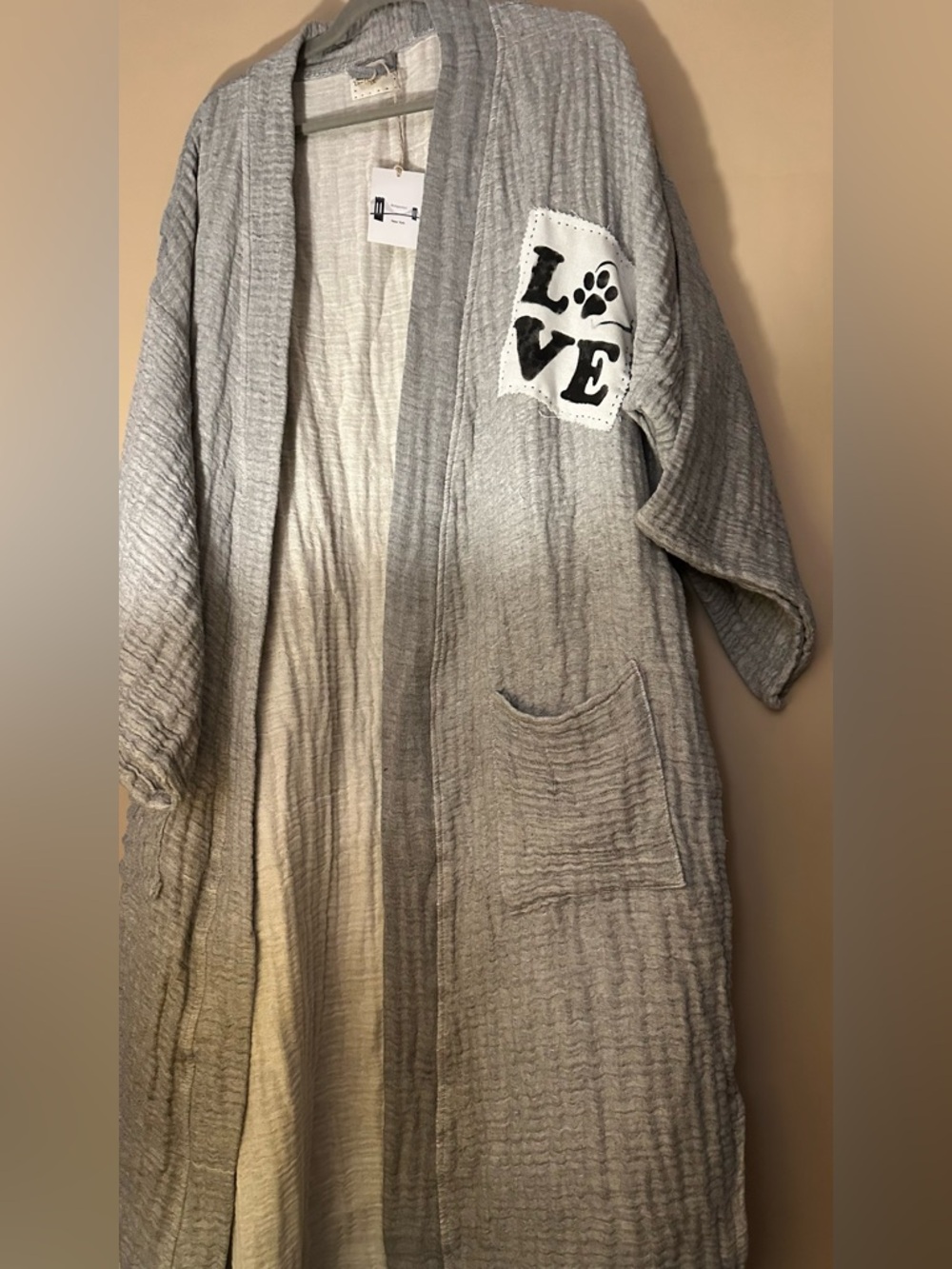 Hand-painted Animal Collection Double Sided Organic Cotton Bathrobe, L/XL